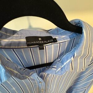 Pomander Place Light Blue and White Striped Shirt